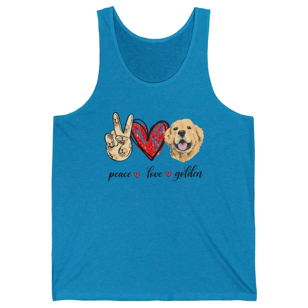 Peace Love Golden Dog Lover Golden Retriever Dad Mom Gift Unisex Jersey Tank