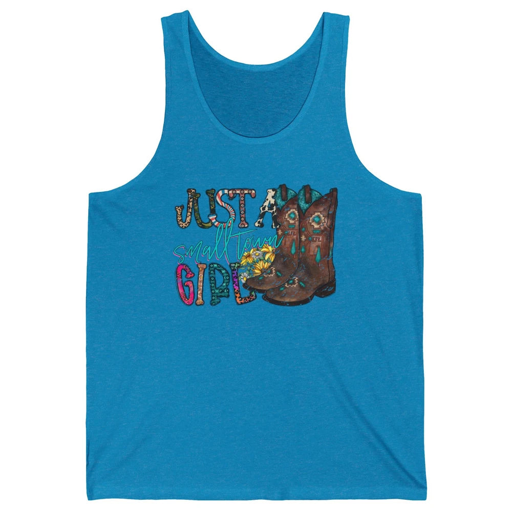 Retro Cowgirl Boots Just A Small Town Girl Western Country Unisex Jersey Tank