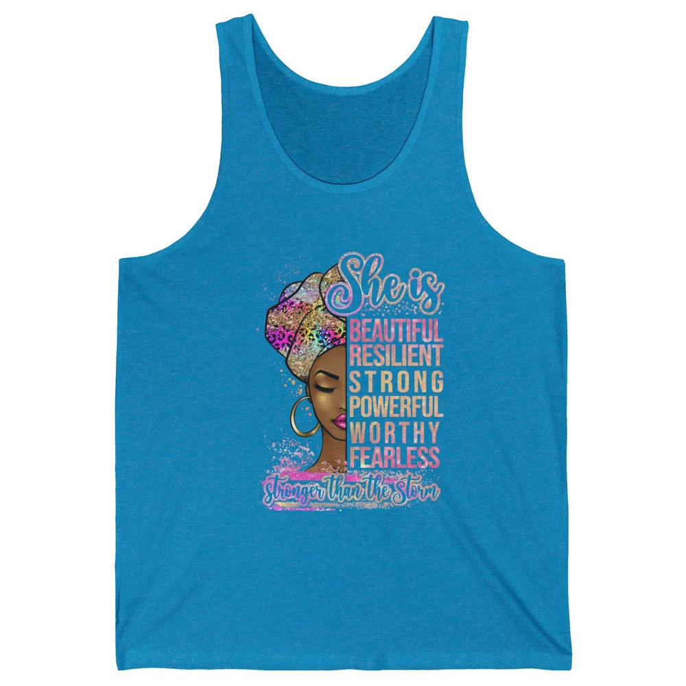 Afro Woman Strong Than Storm Melanin African American Woman Unisex Jersey Tank