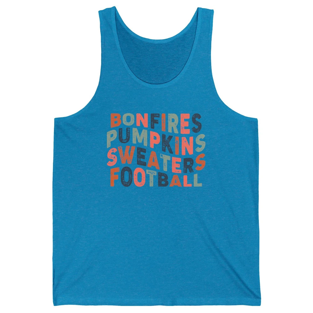 Retro Fall Bonfires Pumpkins Swaeaters Football Thanksgiving Unisex Jersey Tank