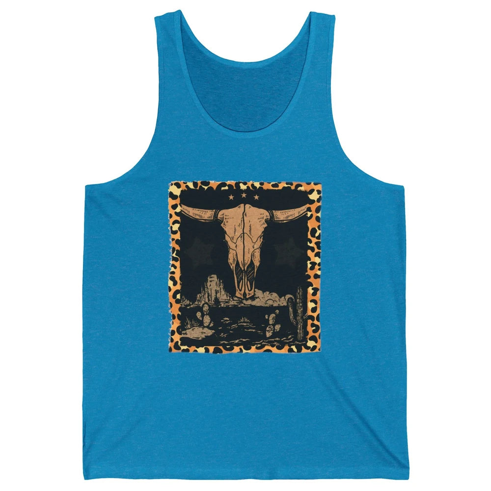 Retro Desert Cactus Cow Horn Skull Western Country Cowboy Unisex Jersey Tank
