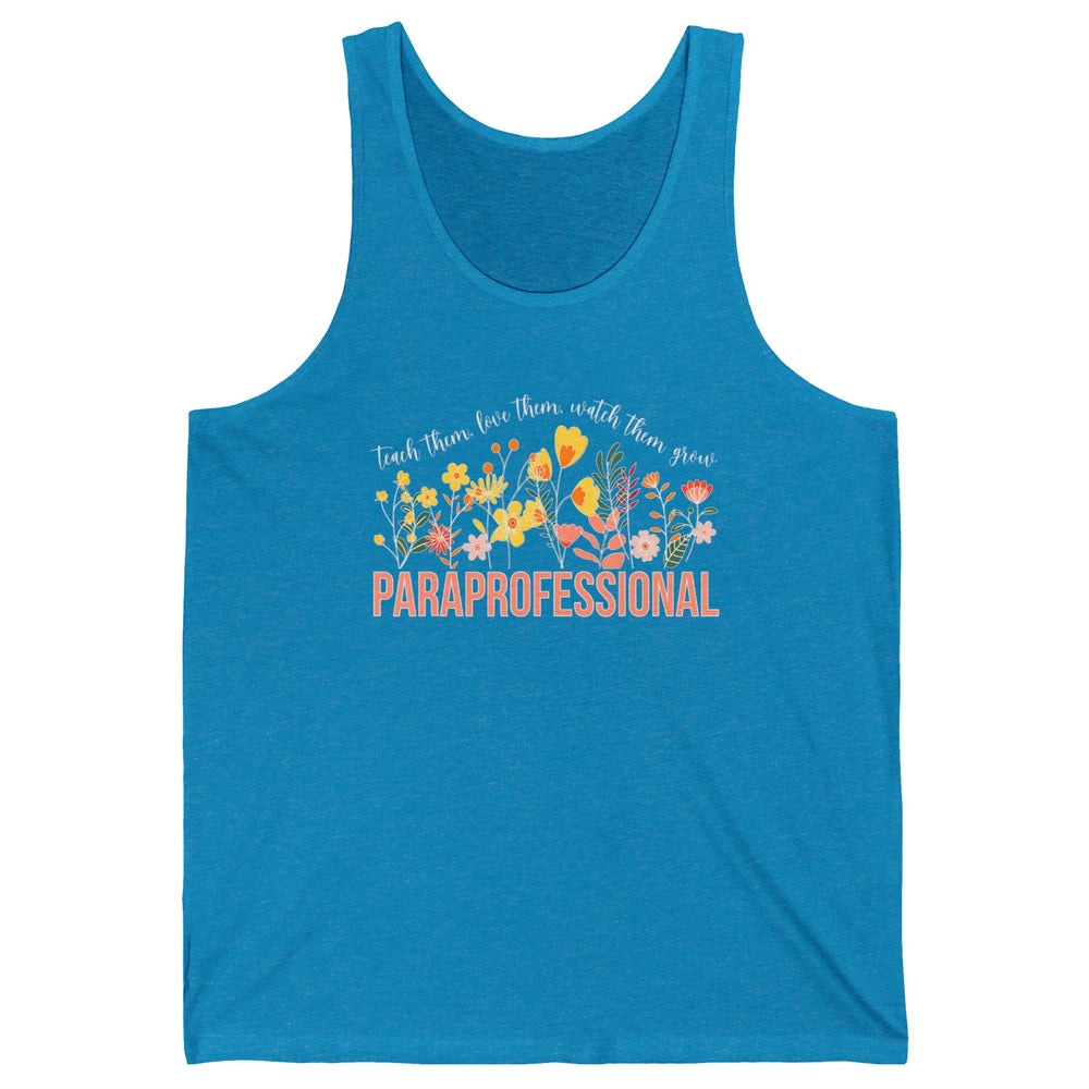Para Teacher Teach Love Student Wildflower Paraprofessional Unisex Jersey Tank