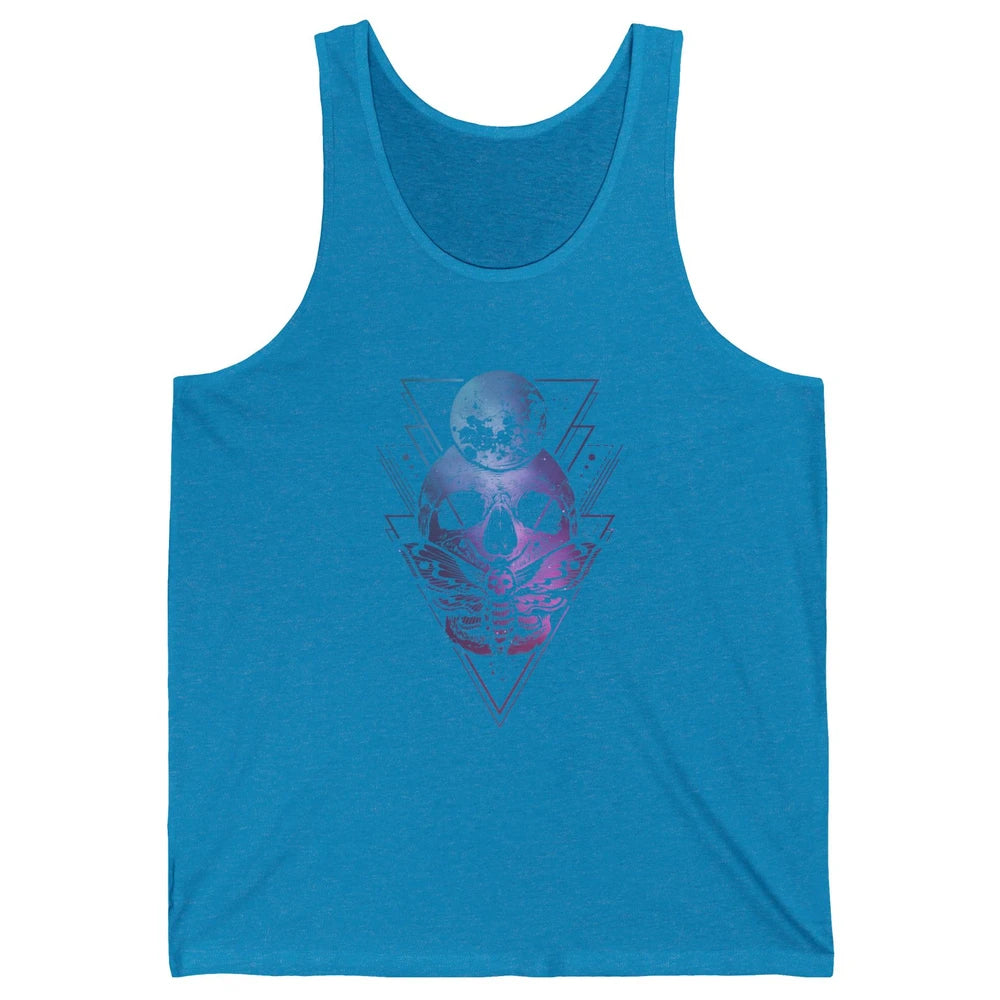 Moon Skull Wicca Crescent Lunar Moth Skeleton Halloween Goth Unisex Jersey Tank