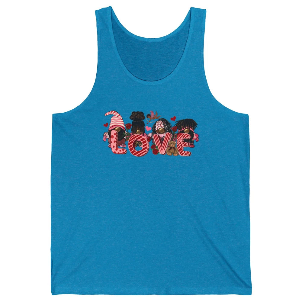 Afro Gnome Love Valentine African American Valentine's Day Unisex Jersey Tank