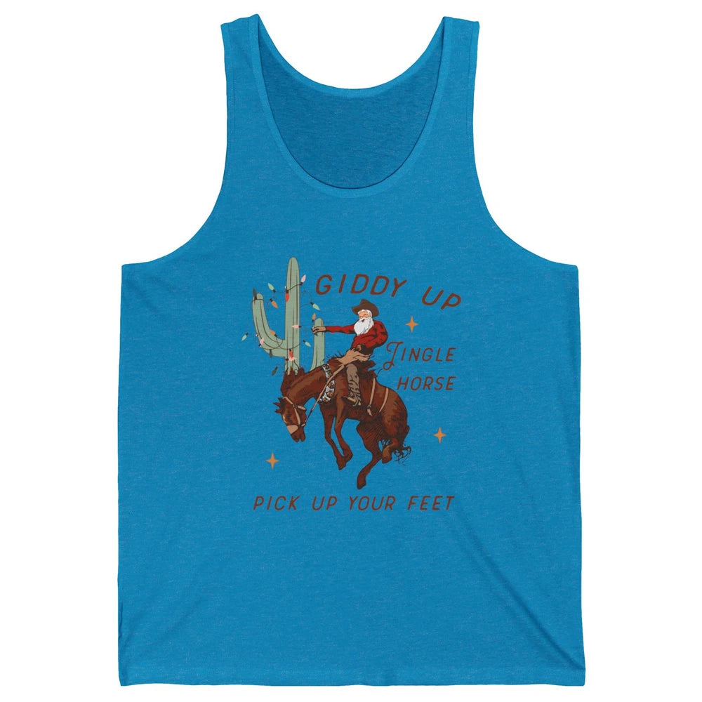 Cowboy Santa Horsing Giddy Up Jingle Horse Christmas Cactus Unisex Jersey Tank