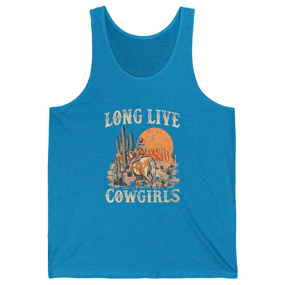 Retro Long Live Howdy Rodeo Western Desert Cowgirl Horseback Unisex Jersey Tank