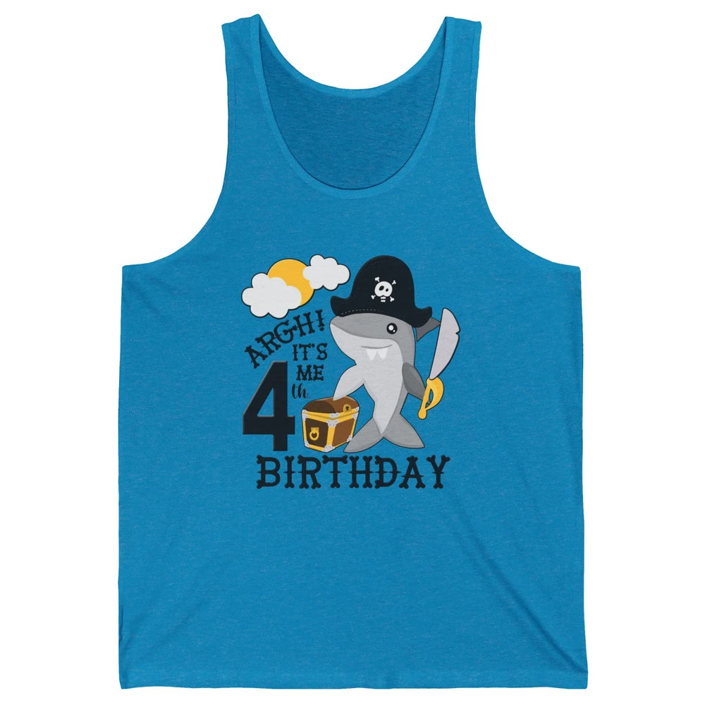 Pirate Shark 4th Birthday Party 4th Birthday Boy Girl Gift Unisex Jersey Tank