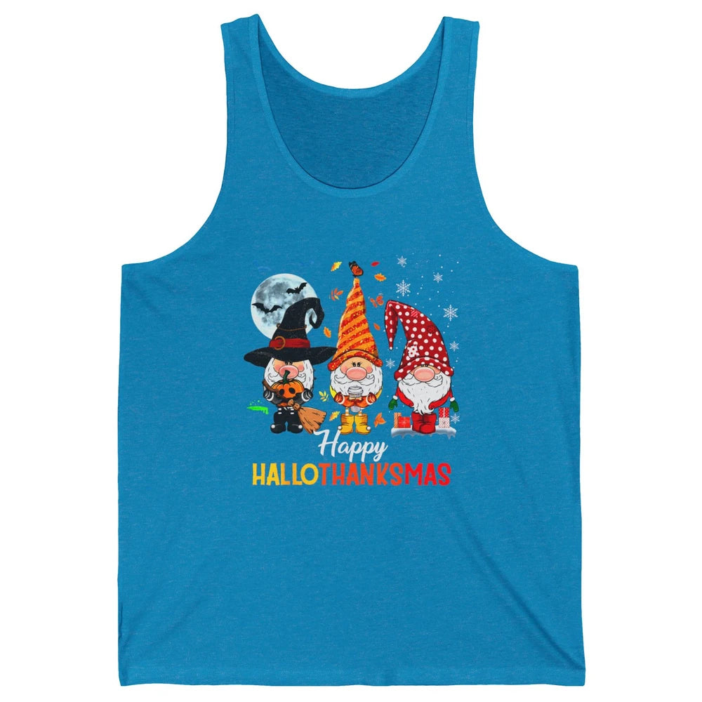 Funny Pumpkin Gnomes Hallo-thank-mas Thanksgiving Christmas Unisex Jersey Tank
