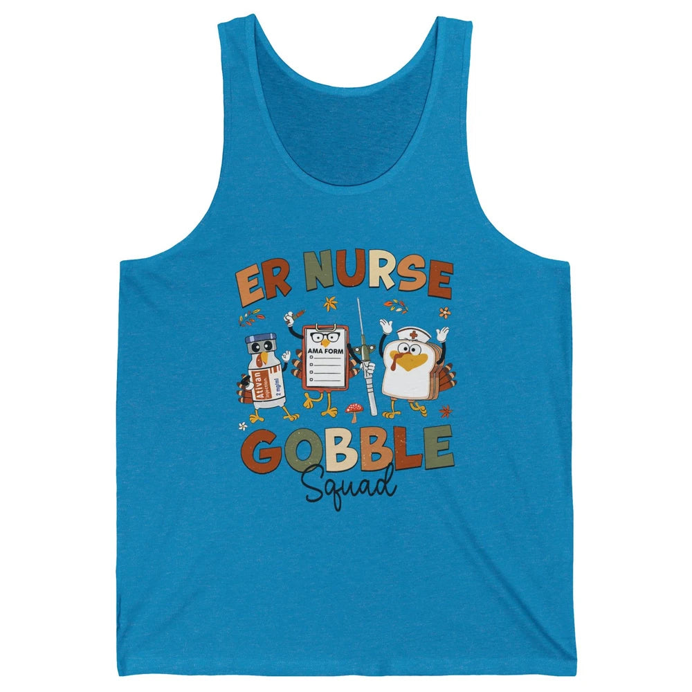 Thanksgiving ER Nurse Gobble Squad Emergency Room Thankful Unisex Jersey Tank