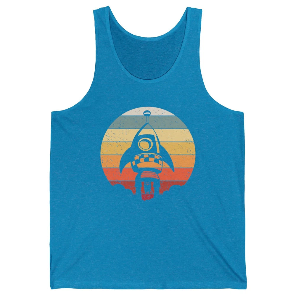 Retro Astronaut Spaceship Spacecraft Spaceman Rocket Launch Unisex Jersey Tank