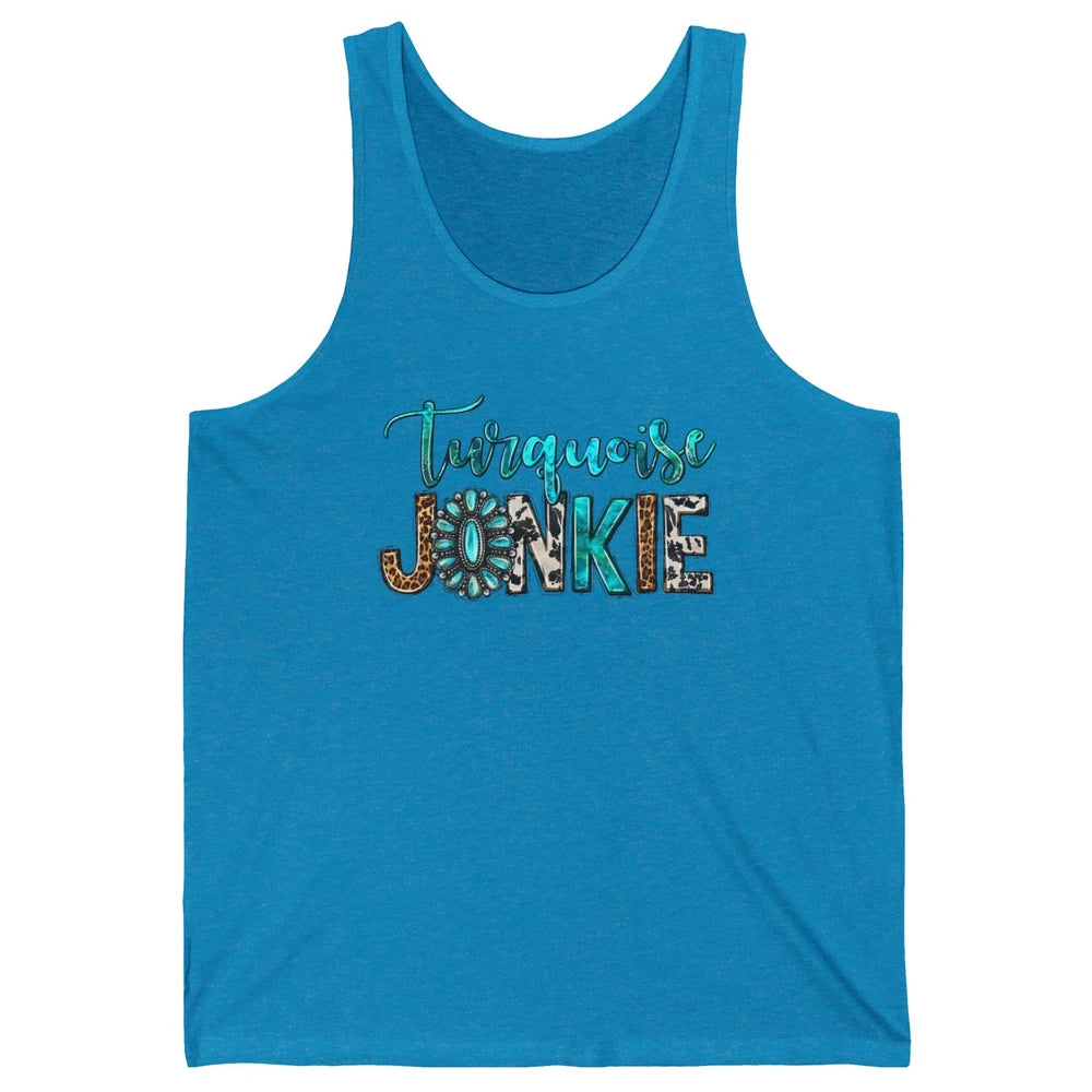 Retro Leopard Turquoise Junkie Gemstone Western Country Unisex Jersey Tank