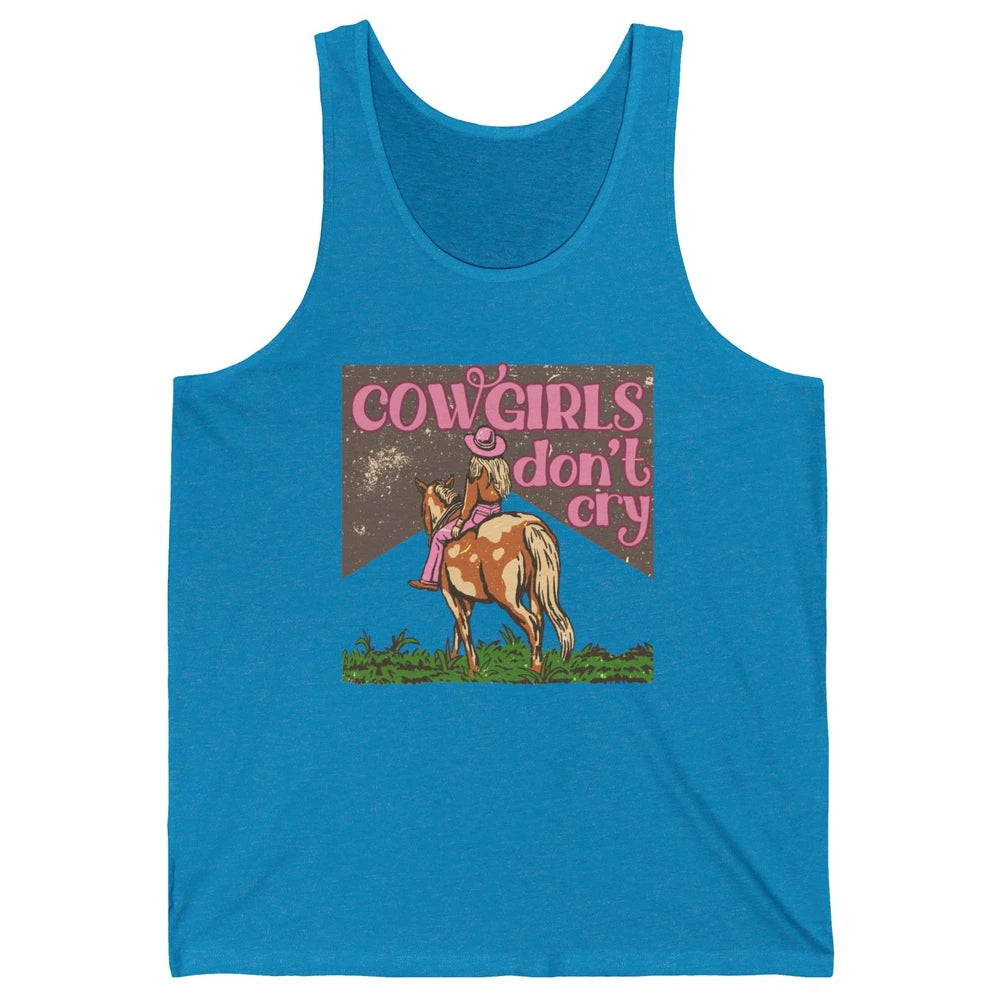 Retro Cowgirls Don't Cry Pink Horseback Rider Western Cowboy Unisex Jersey Tank
