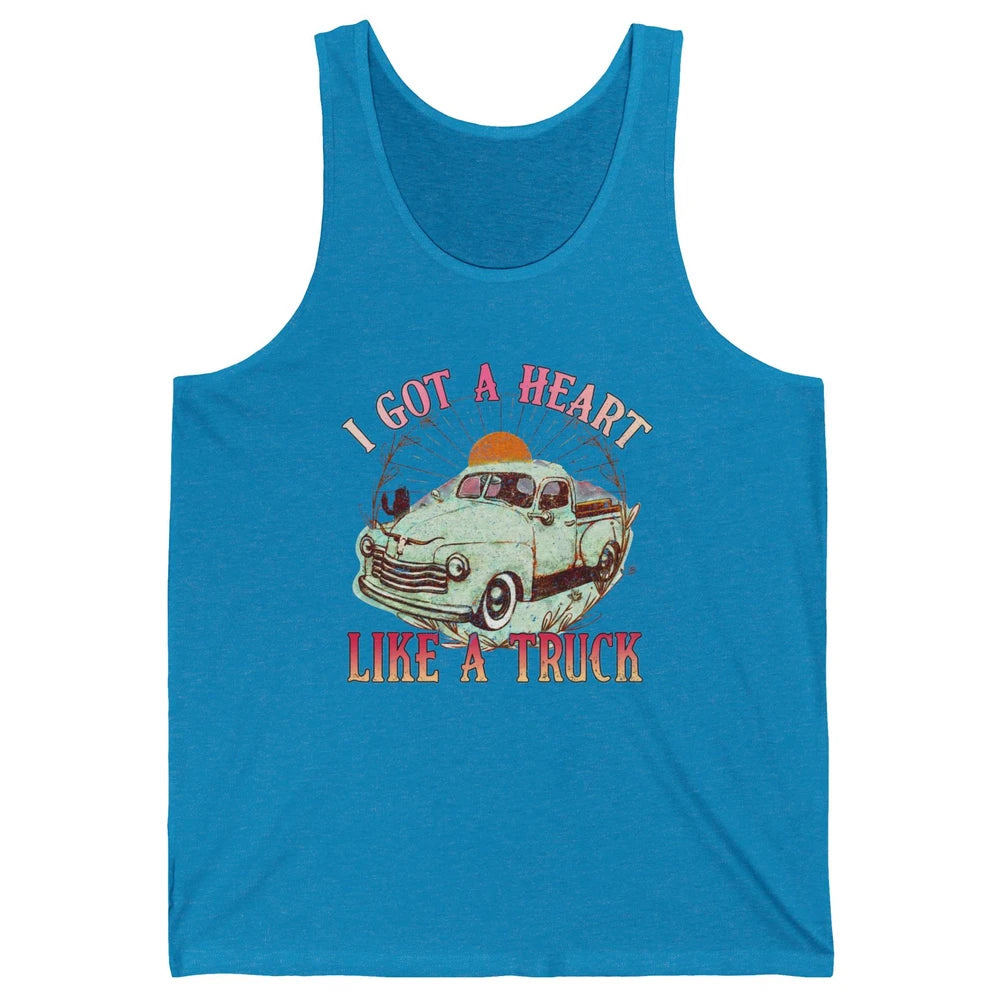 Retro Desert Sunset Truck I Got A Heart Like A Truck Western Unisex Jersey Tank