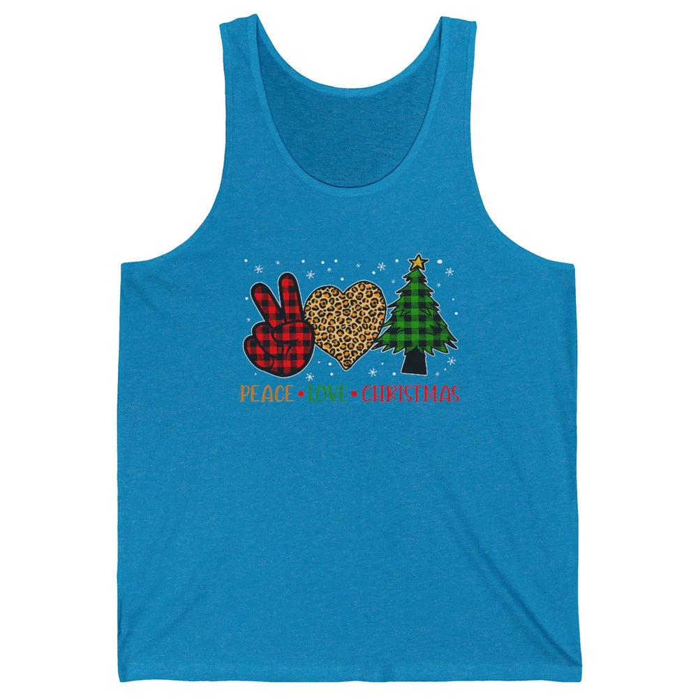 Peace Love Christmas Cute Christmas Heart Plaid Xmas Gift Unisex Jersey Tank