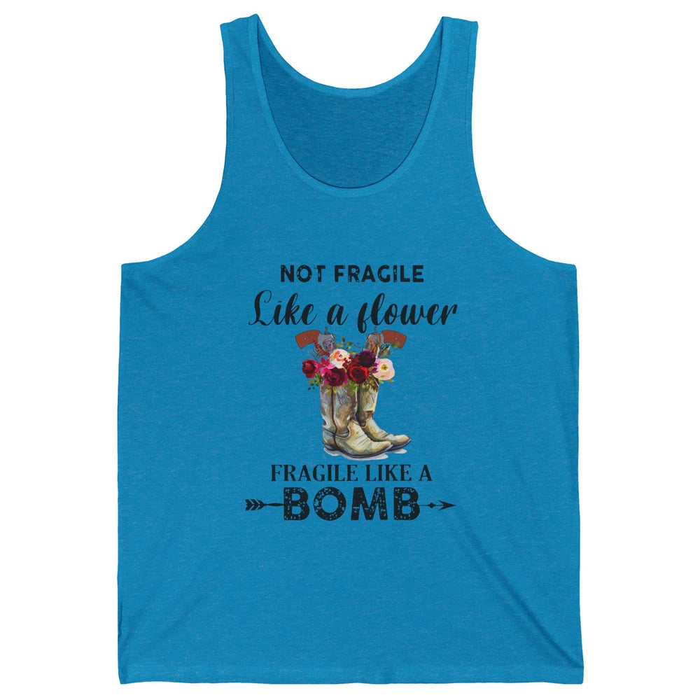 Retro Cowgirl Fragile Like A Bomb Cowgirl Boots Western Girl Unisex Jersey Tank