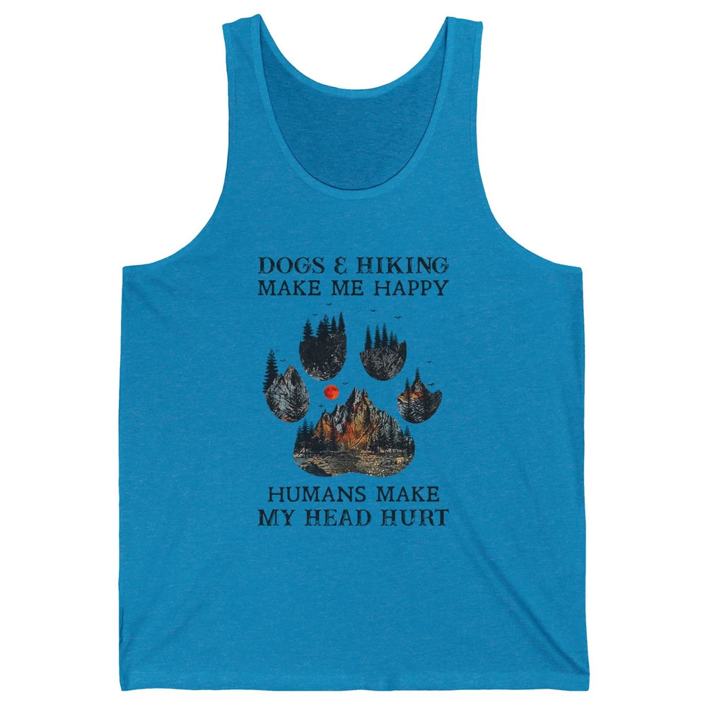 Retro Mountain Dogs & Hiking Make Me Happy Dogs Paws Camping Unisex Jersey Tank