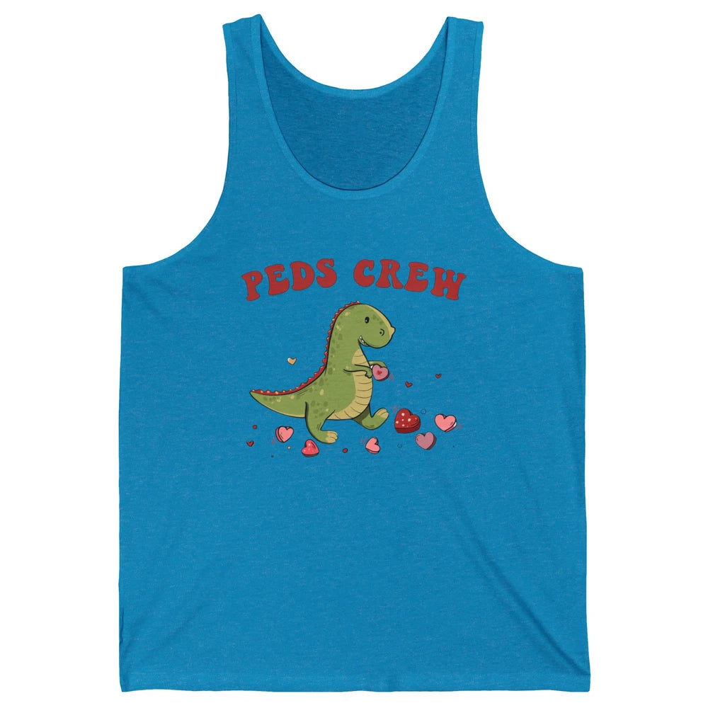 Pediatric Nurse Valentines Dinosaur Peds Crew Valentines Day Unisex Jersey Tank