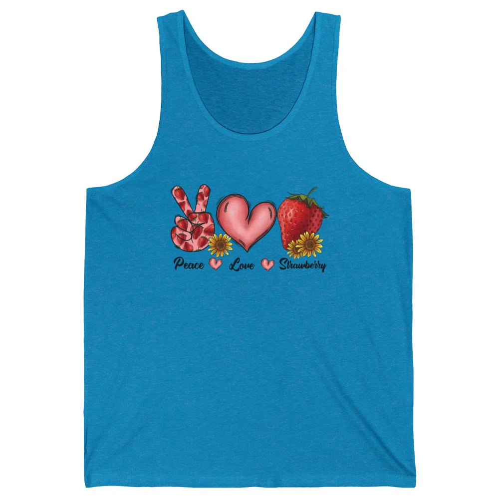 Peace Love Strawberry Strawberries Lover Strawberry Festival Unisex Jersey Tank