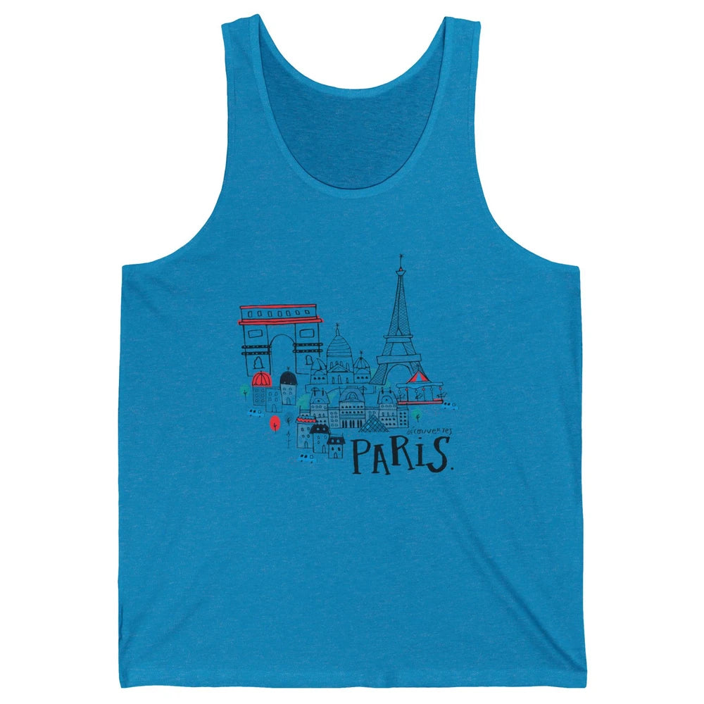 Paris Eiffel Tower Travel France Gift Paris Skyline Unisex Jersey Tank