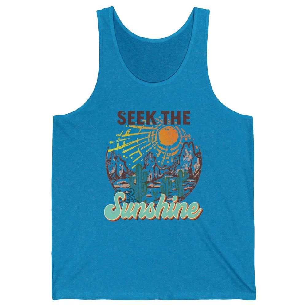 Retro Desert Cactus Seek The Sunshine Western Country Girls Unisex Jersey Tank