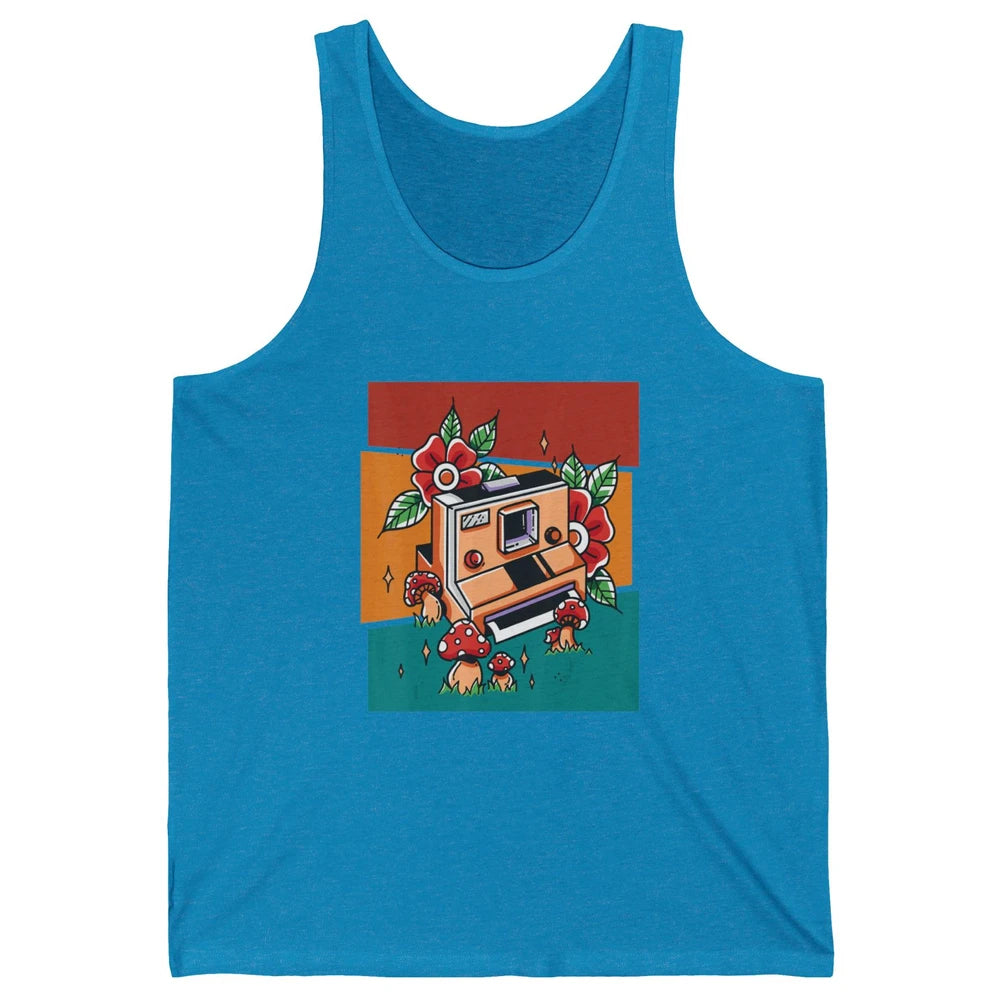 Cute Photography Mushroom Retro Camera Photographer Life Unisex Jersey Tank