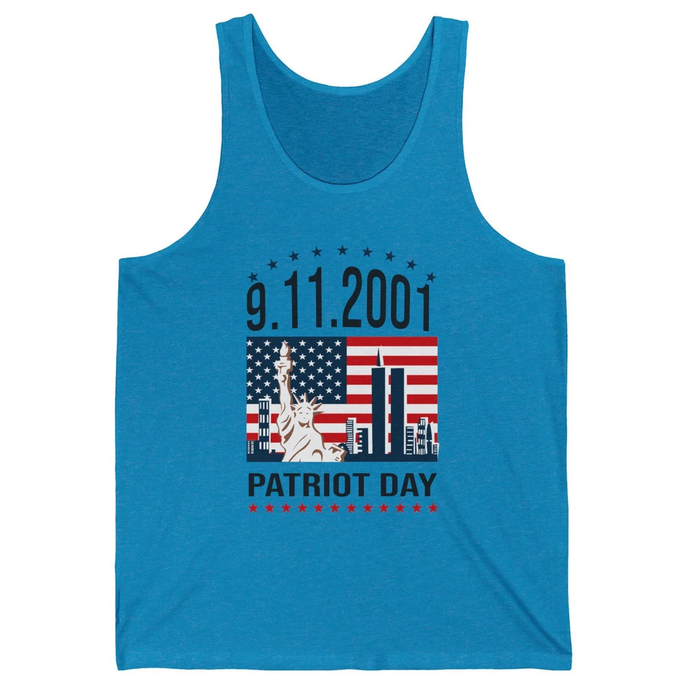 Never Forget 9-11-2001 American Flag Patriotic Memorial Day Unisex Jersey Tank