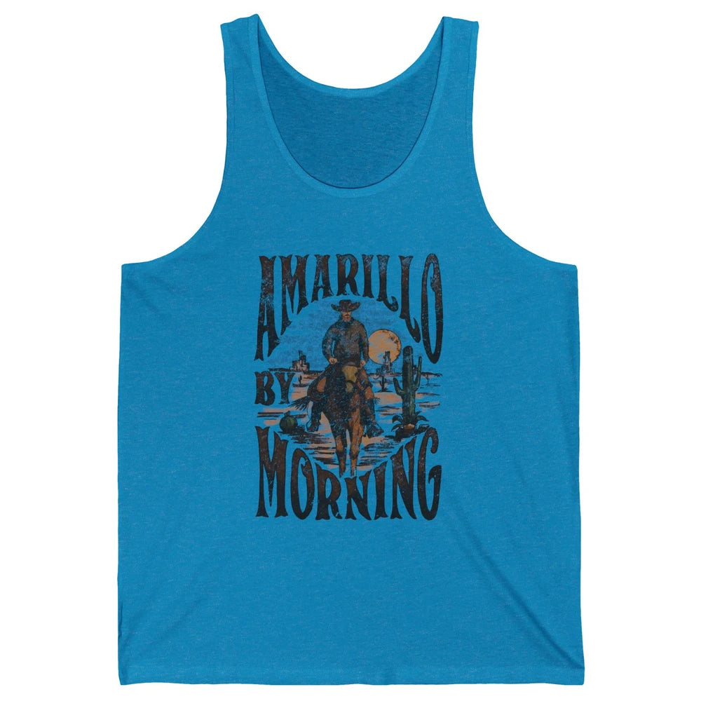 Retro Cowboy Riding Horse Desert Amarillo By Morning Western Unisex Jersey Tank