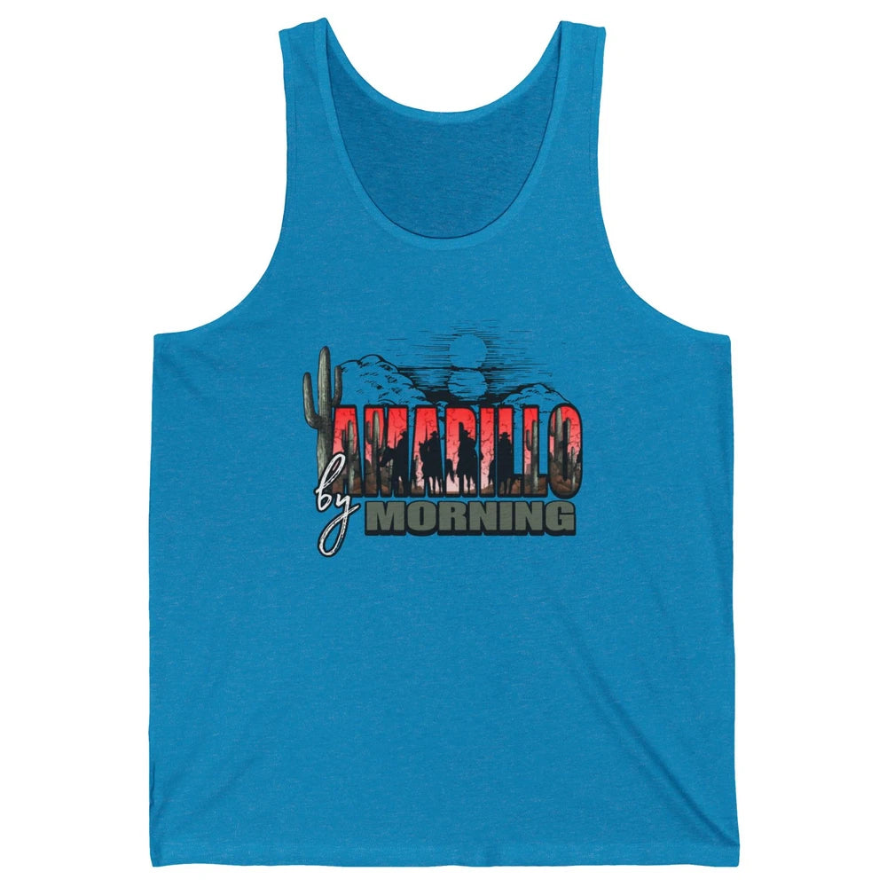 Retro Desert Sunset Amarillo By Morning Western Cowboy Unisex Jersey Tank