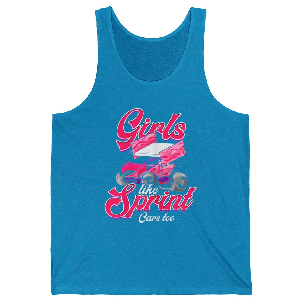 Racing Dirt Track Girls Like Sprint Car Too Race Truck Retro Unisex Jersey Tank