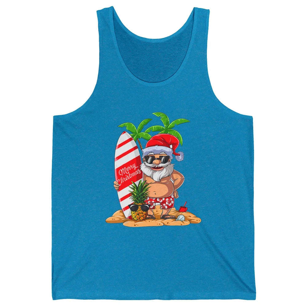 Christmas in July Santa Hawaii Surfing Summer Christmas Unisex Jersey Tank