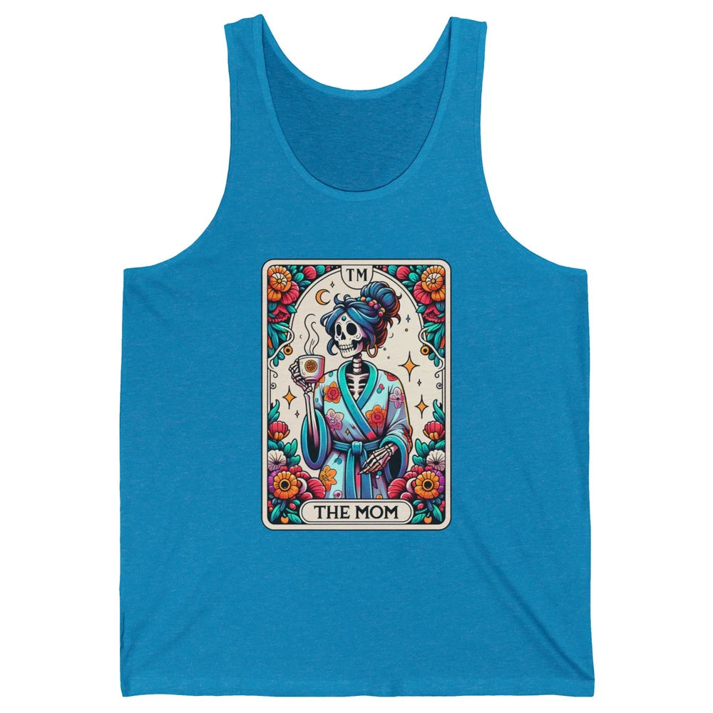 Retro Floral Skeleton The Mom Tarot Card Halloween Mom Life Unisex Jersey Tank