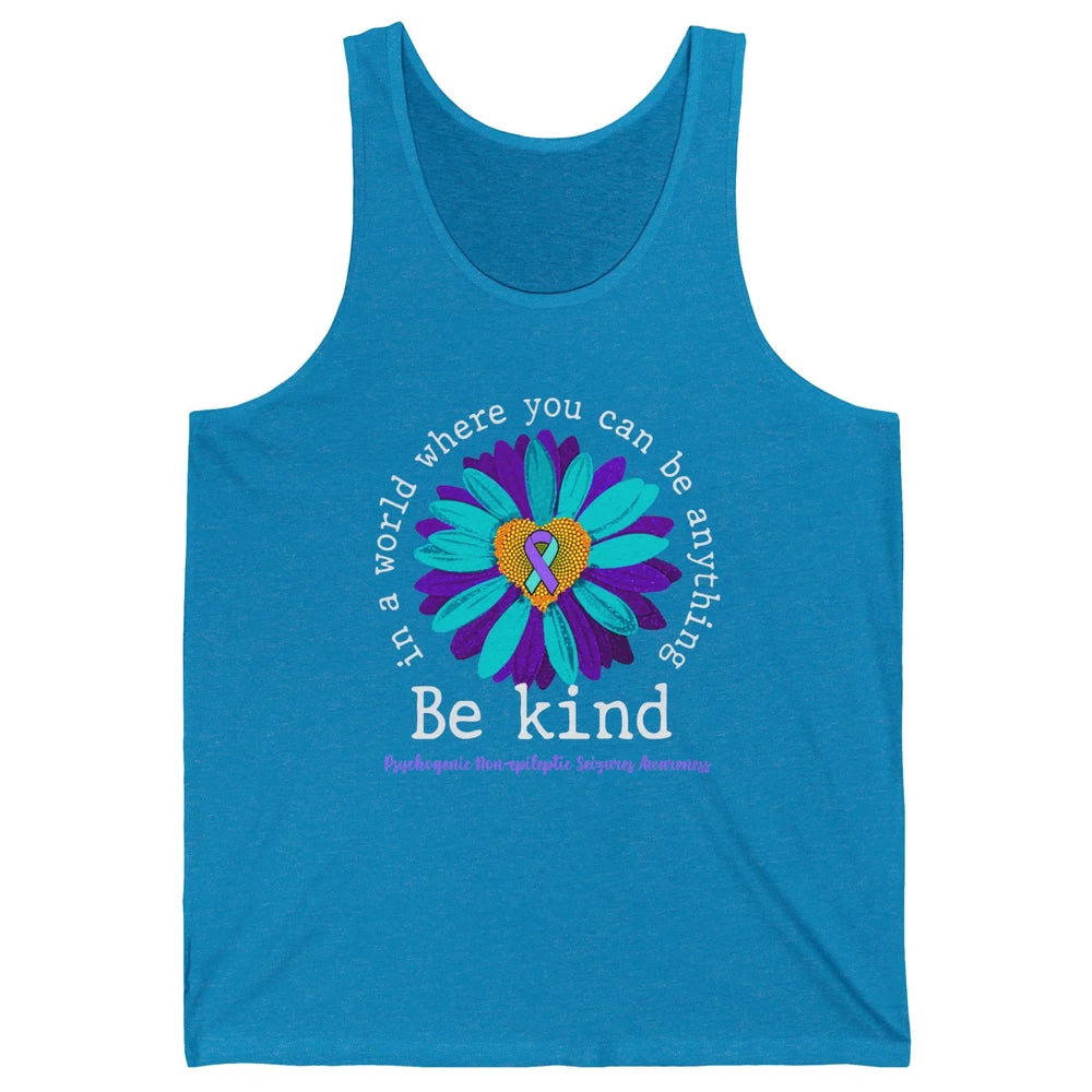 PNES Awareness Purple Teal Ribbon Sunflower Be Kind Unisex Jersey Tank
