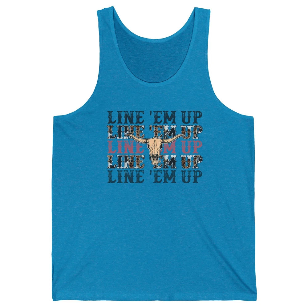 Retro Leopard Bull Skull Line 'Em Up Western Country Cowgirl Unisex Jersey Tank