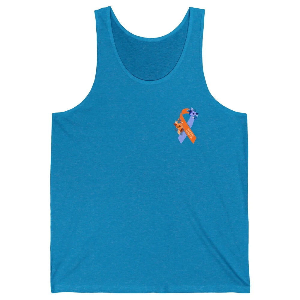 Psoriatic Arthritis Awareness PsA Floral Blue Orange Ribbon Unisex Jersey Tank