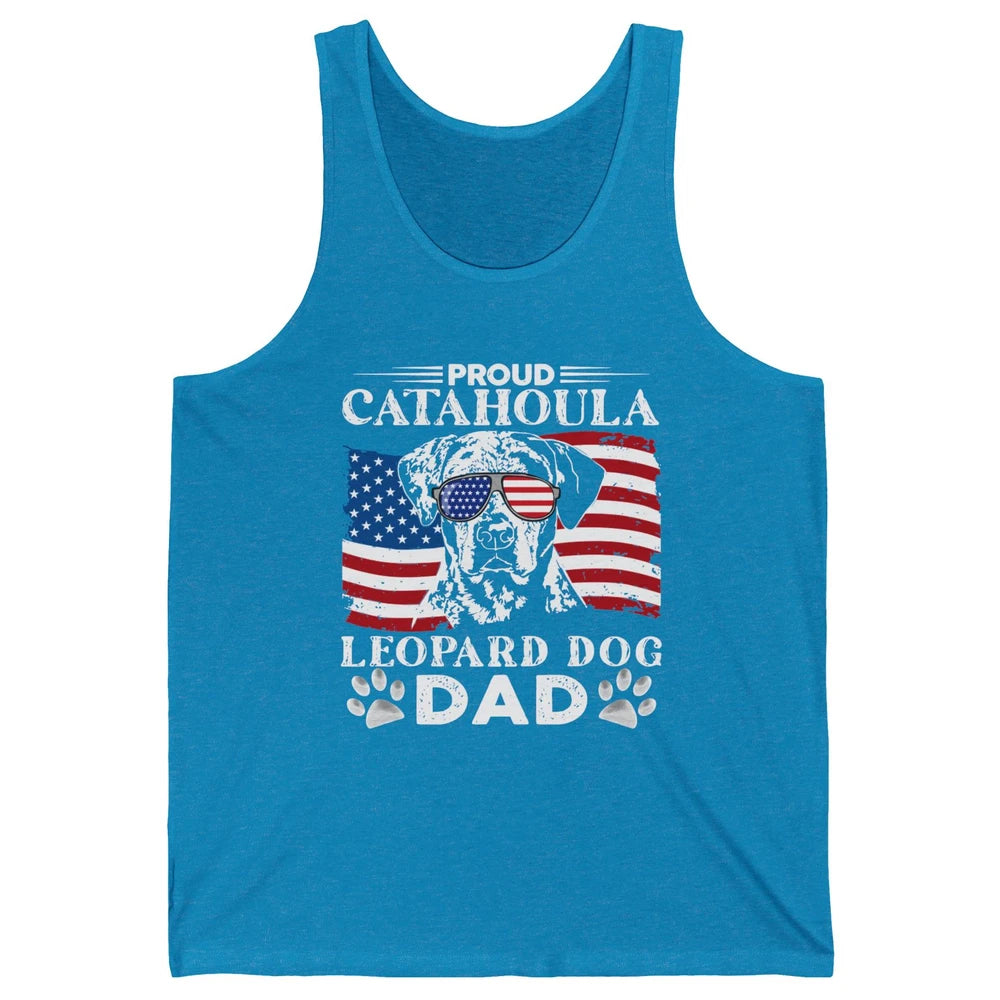 Proud Catahoula Leopard Dog Dad US Flag Patriotic 4th July Unisex Jersey Tank