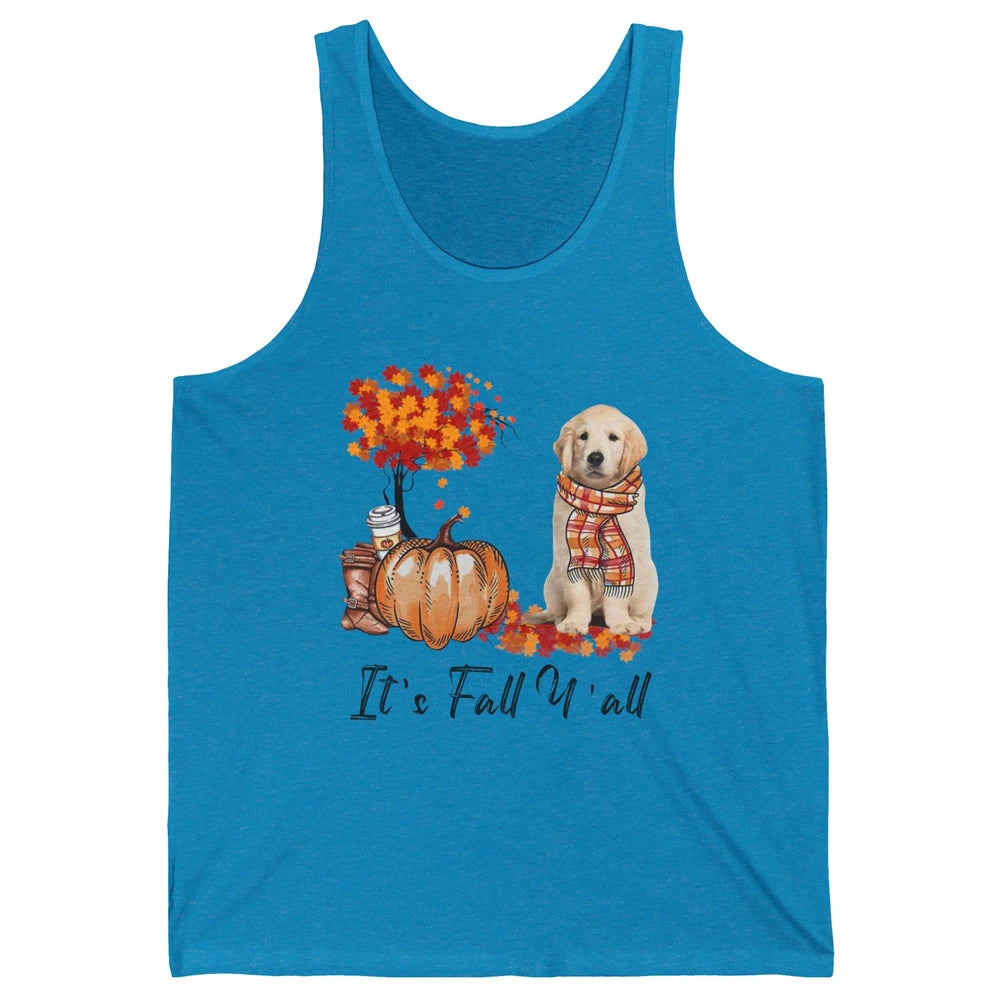 Golden Retriever Pumpkin Happy Fall Yall Autumn Thanksgiving Unisex Jersey Tank