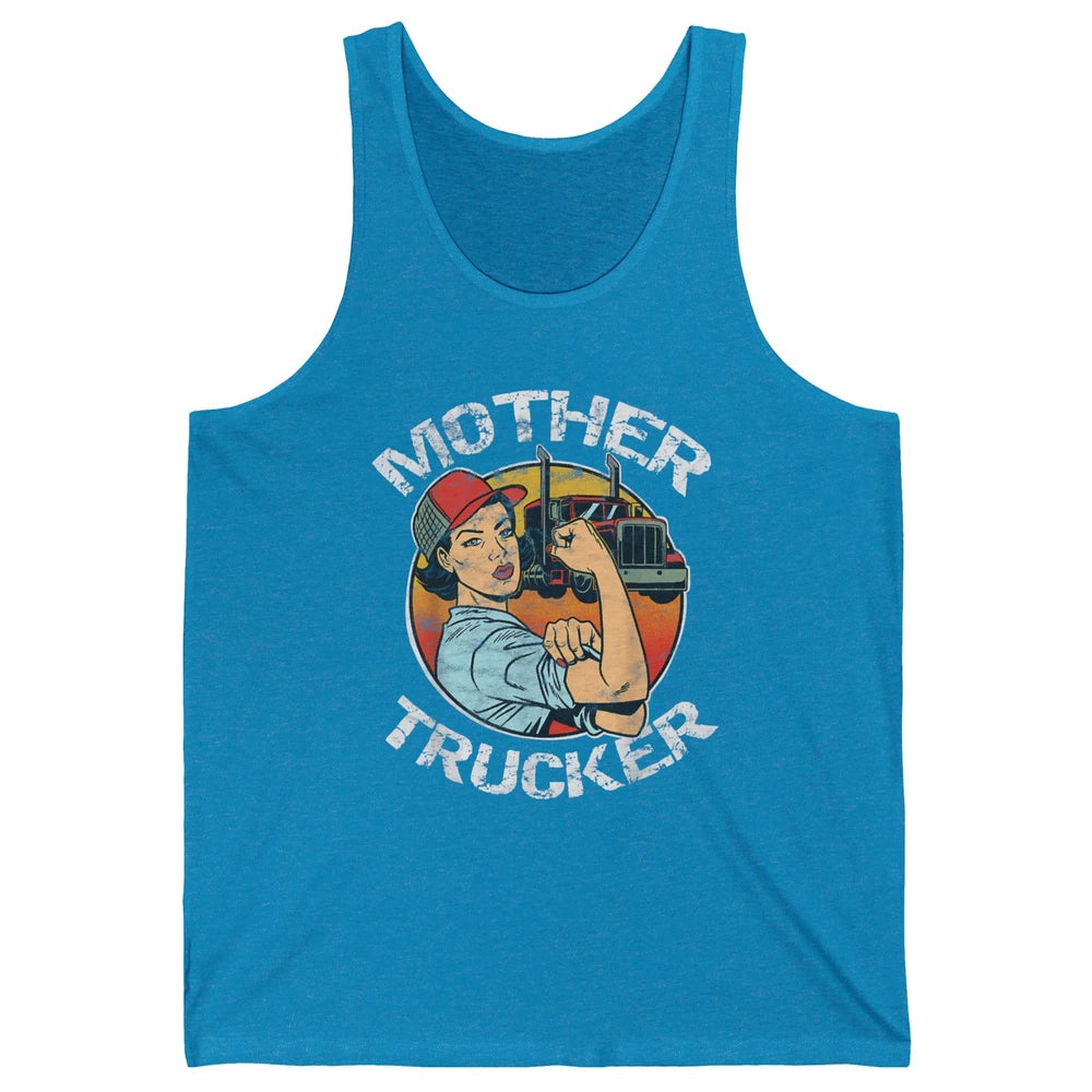 Retro Mother Trucker Truck Driver Mom Life Mothers Day Women Unisex Jersey Tank
