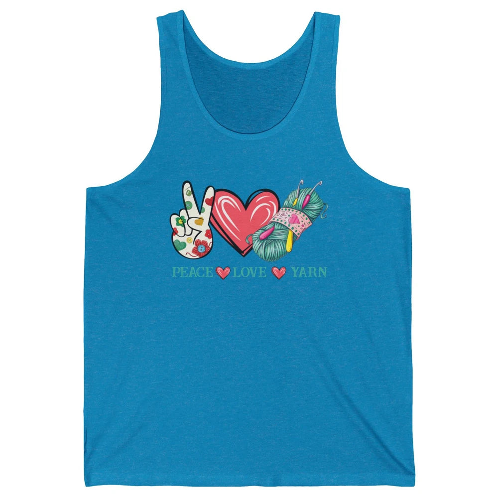 Peace Love Yarn Crochet Lovers Yarning Crocheting Heart Gift Unisex Jersey Tank
