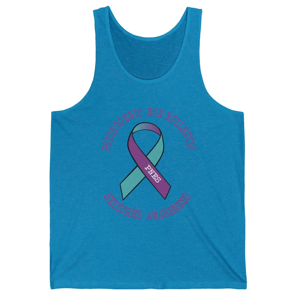 Psychogenic Non-epileptic Seizures PNES Purple Teal Ribbon Unisex Jersey Tank