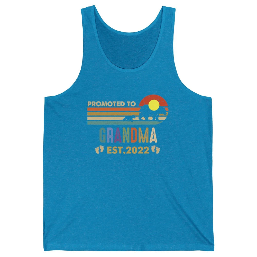 Retro Bear Sunset Promoted To Grandma Est 2022 Pregnancy Unisex Jersey Tank
