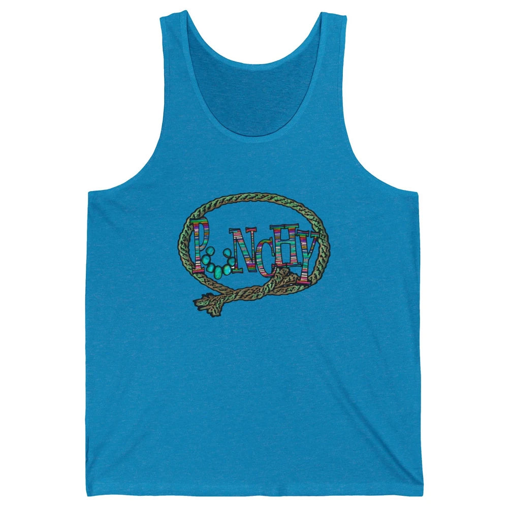 Retro Cowgirl Punchy Cowhide Turquoise Lasso Western Cowboy Unisex Jersey Tank