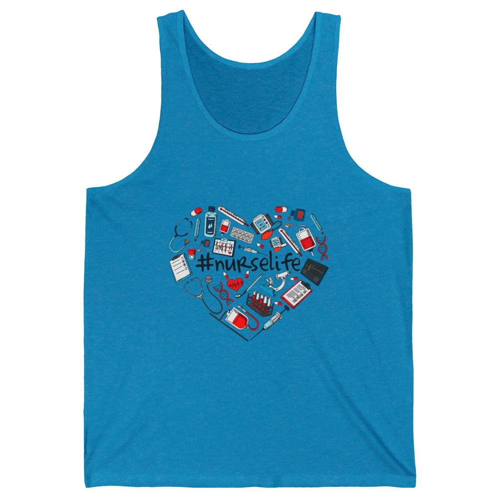 Nurse Life Stethoscope Heart Funny Nursing Love CNA Worker Unisex Jersey Tank