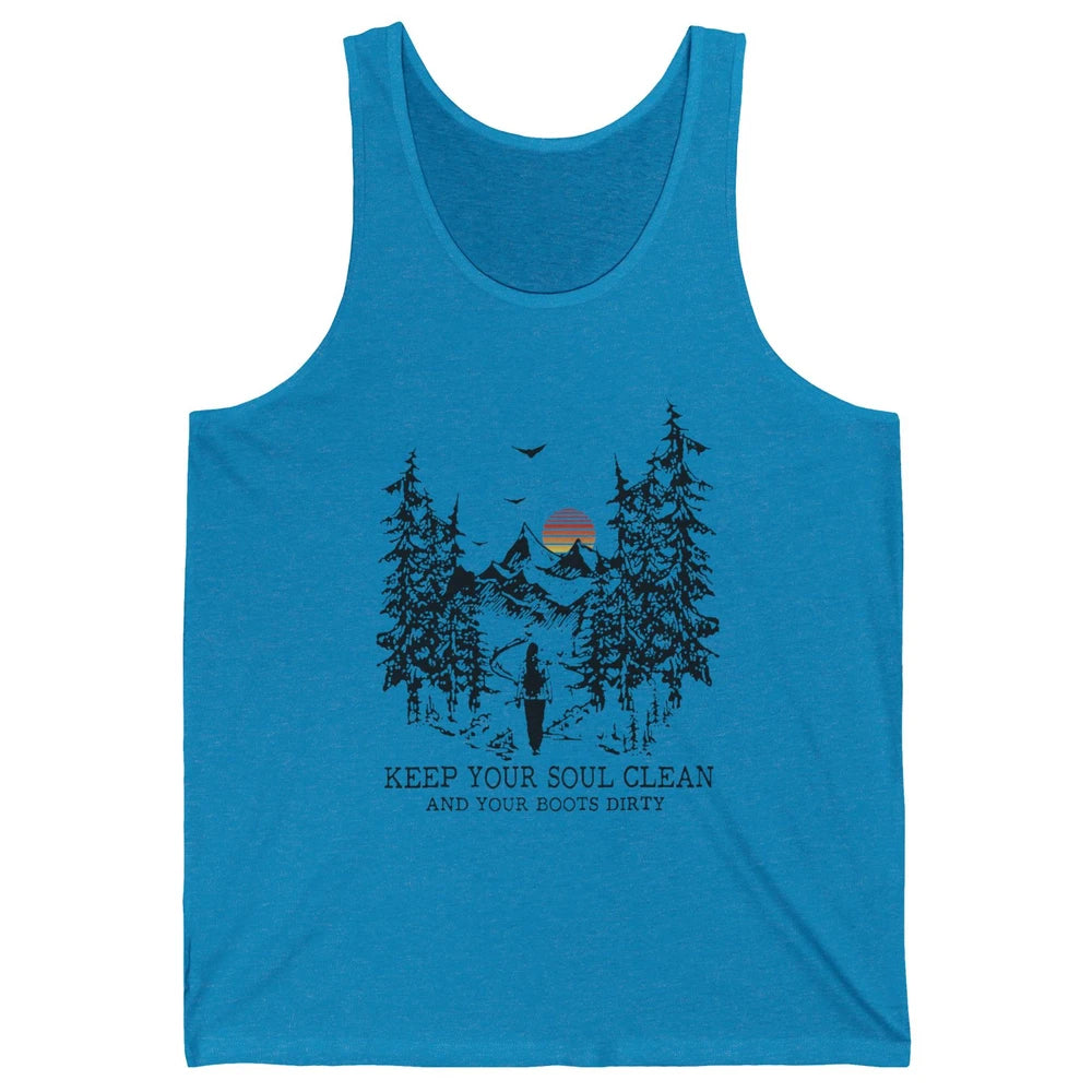 Retro Hiking Camping Keep Your Soul Clean & Your Boots Dirty Unisex Jersey Tank