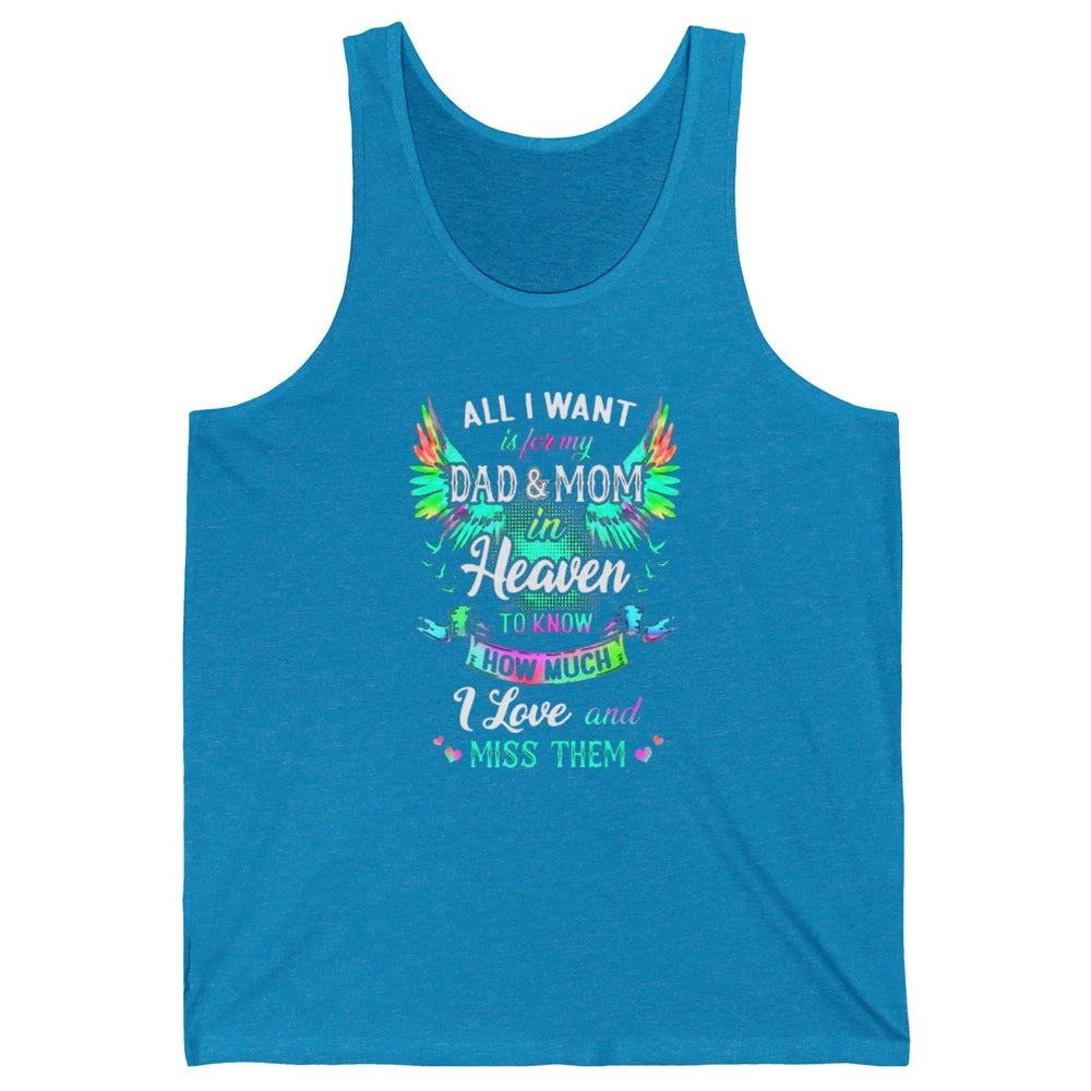 My Mom And Dad In Heaven Angel Wings Mother Memories Forever Unisex Jersey Tank