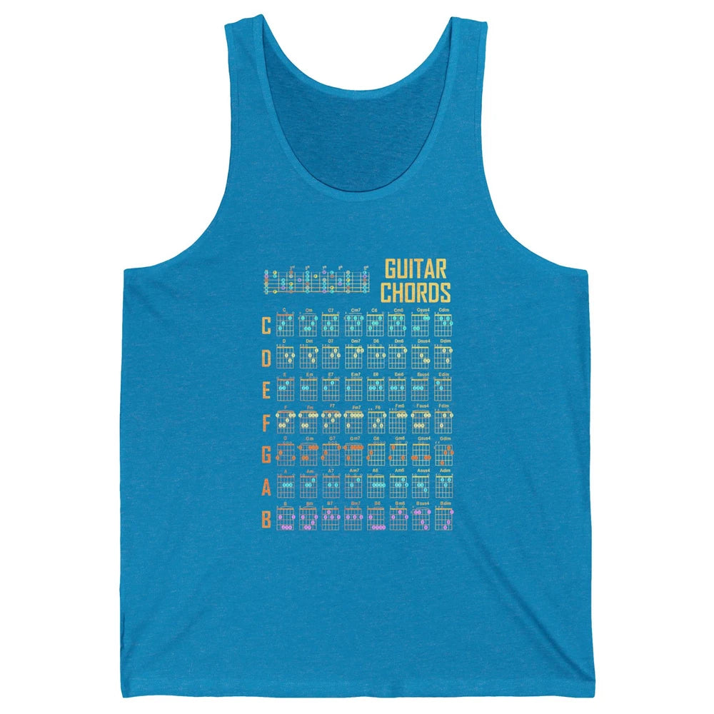 Music Art Guitar Chords Retro Guitarist Play Guitar Musician Unisex Jersey Tank