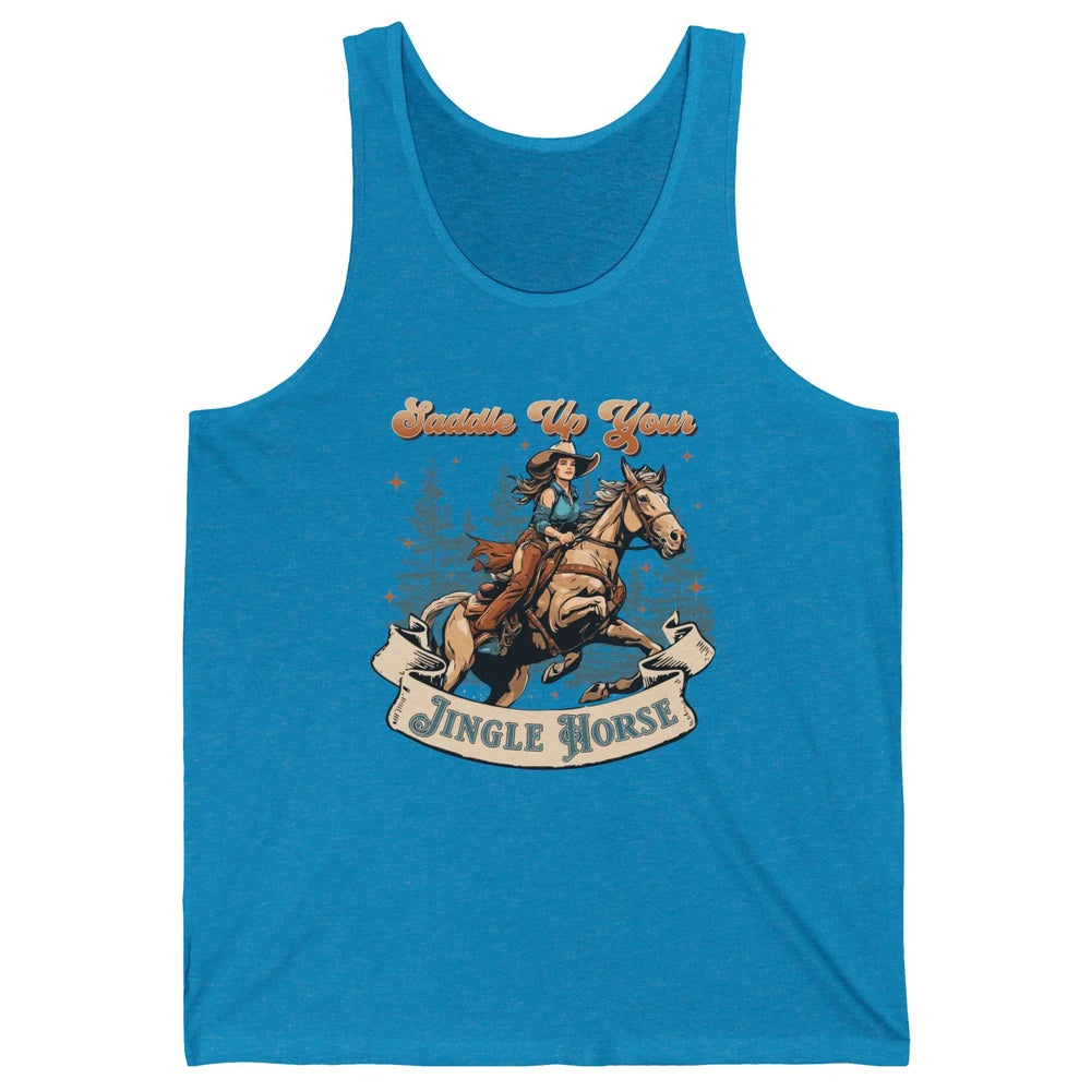 Retro Christmas Saddle Up Your Jingle Horse Bronco Cowgirl Unisex Jersey Tank