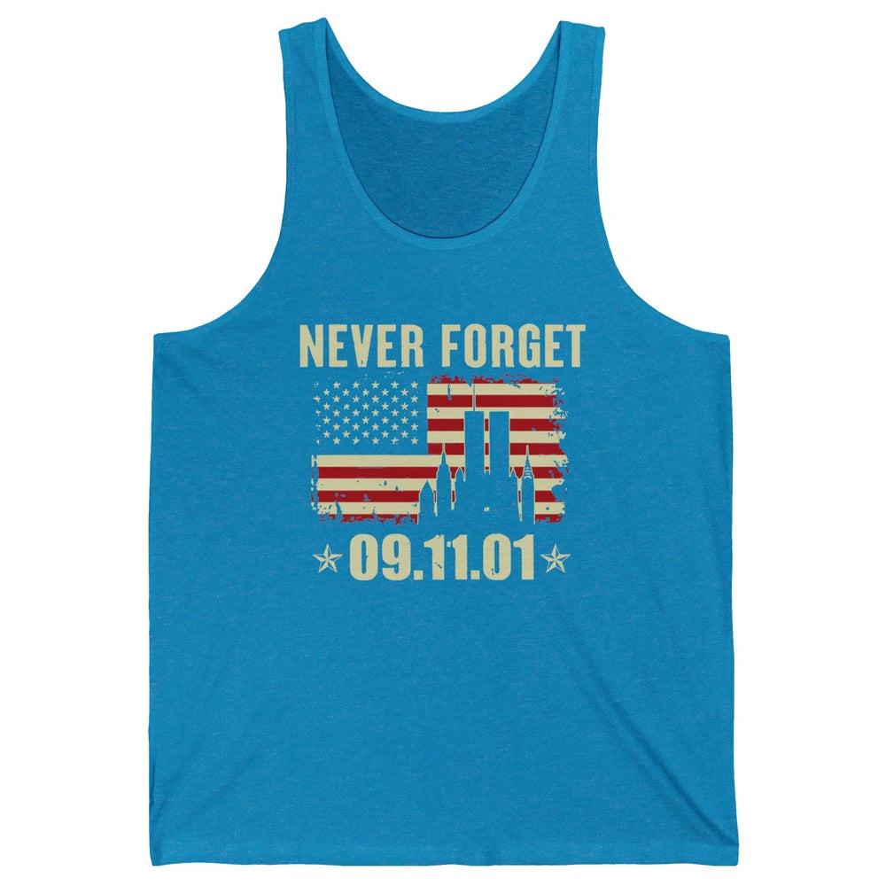 Retro Never Forget 911 American Flag Patriotic Memorial Gift Unisex Jersey Tank