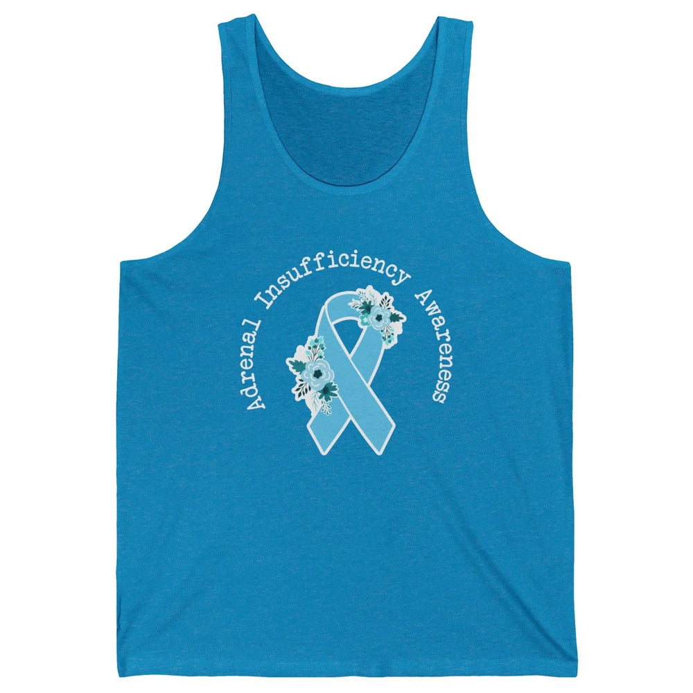Adrenal Insufficiency Awareness Floral Light Blue Ribbon Unisex Jersey Tank
