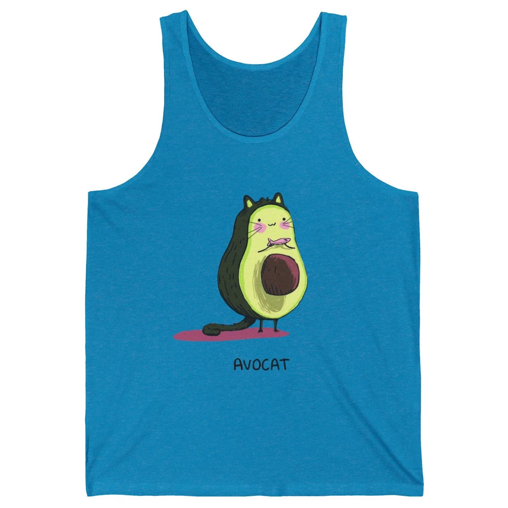 Cute Avocat Avocado Pink Cat Kitten Pun Healthy Vegan Veggie Unisex Jersey Tank