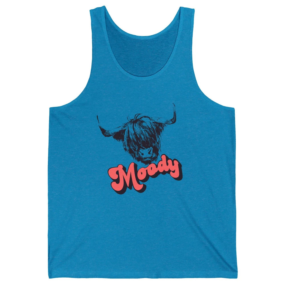 Retro Highland Heifer Moody Southern Cow Head Western Heifer Unisex Jersey Tank